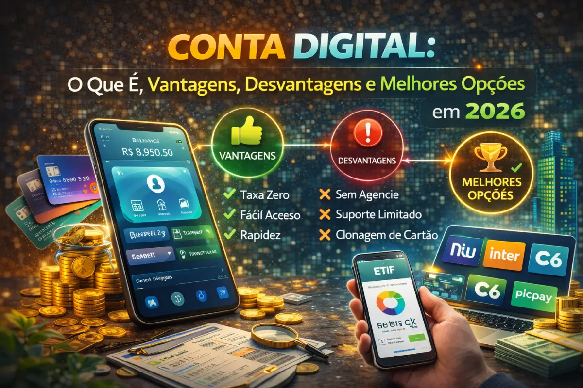 Conta Digital: O Que É, Vantagens, Desvantagens e Melhores Opções em 2026