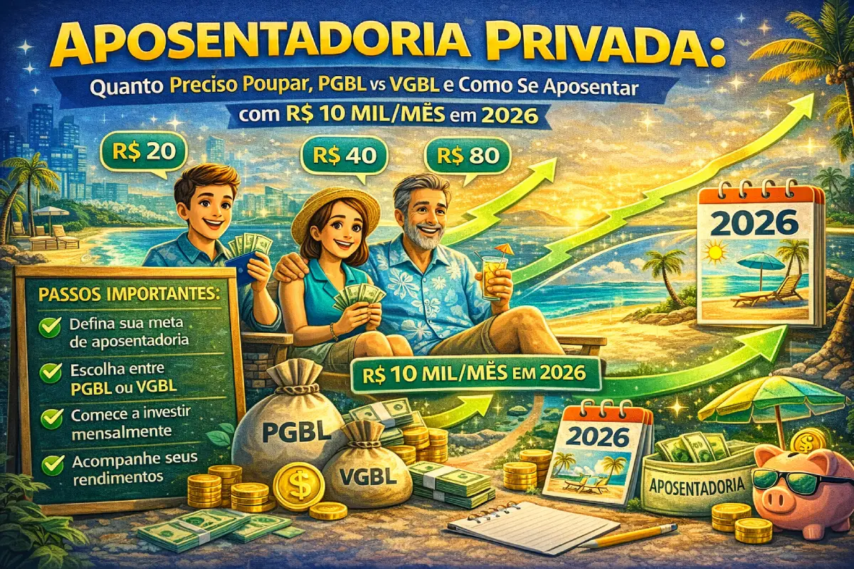 Aposentadoria Privada: Quanto Preciso Poupar, PGBL vs VGBL e Como Se Aposentar com R$ 10 Mil/Mês em 2026