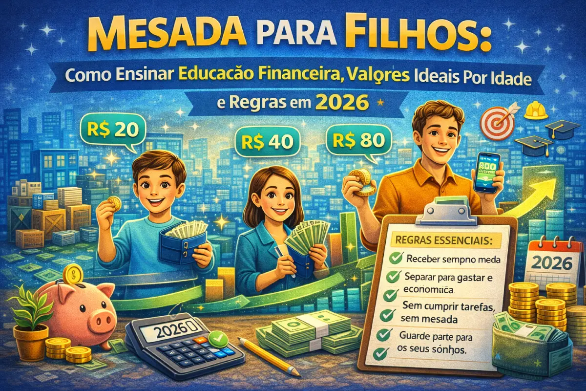 Mesada Para Filhos: Como Ensinar Educação Financeira, Valores Ideais Por Idade e Regras em 2026